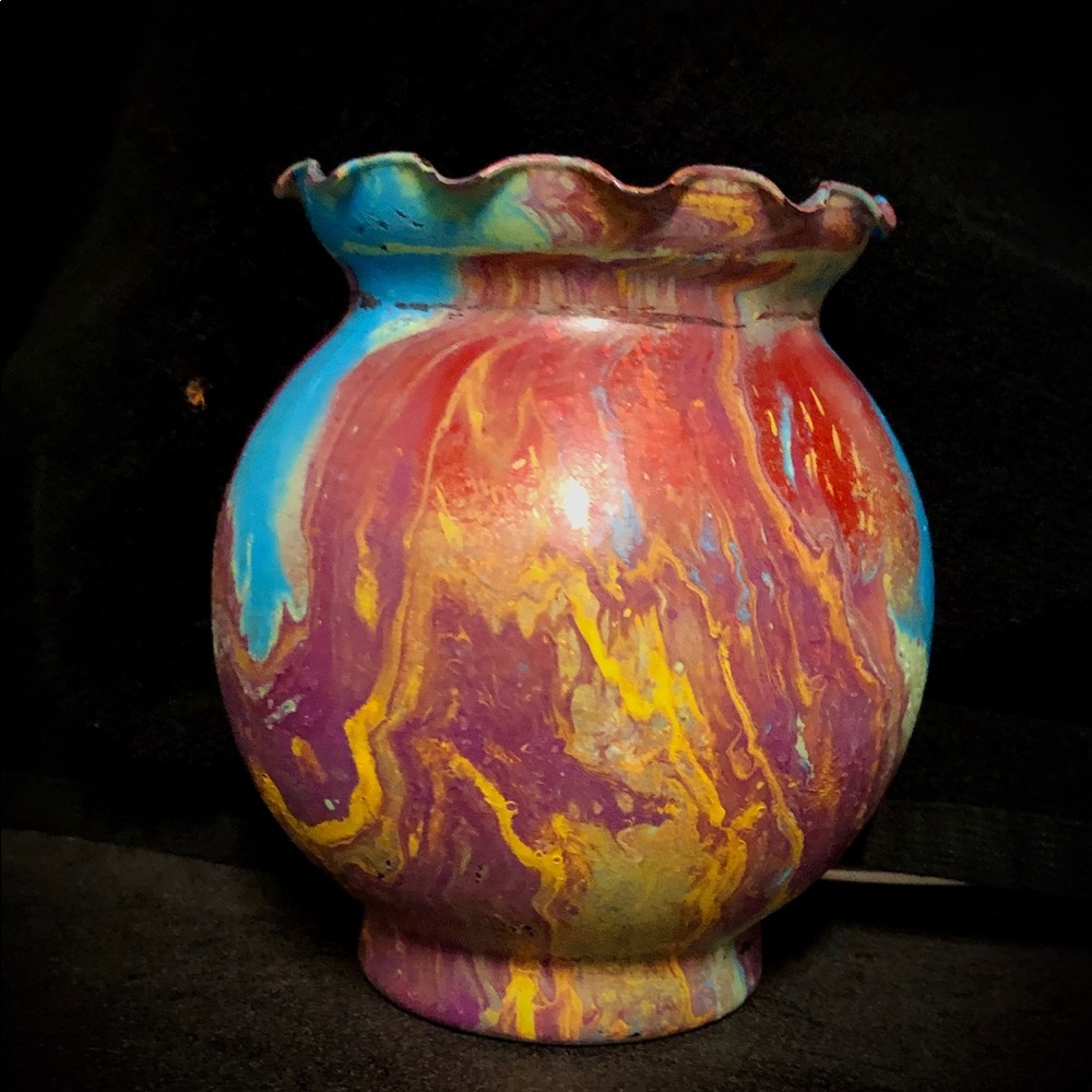 Handpainted small glass vase